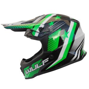Wulfsport Cub Iconic Motocross Helmet Green 1 2 - motocross, enduro, ATV