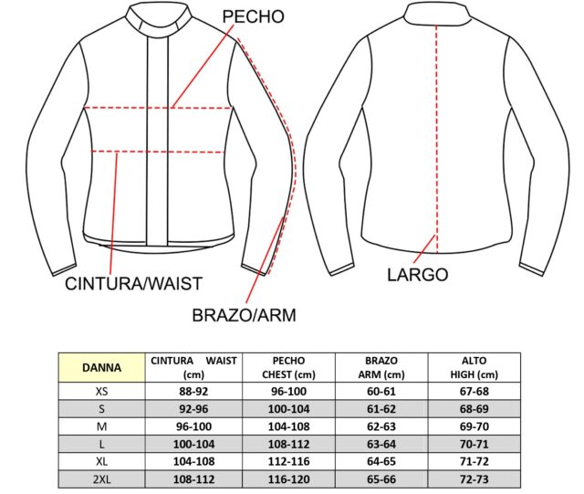 Size chart geaca rainers