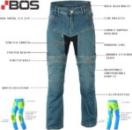 Blugi moto Prado  BOS Premium ARAMID   Protectii incluse gri/albastru/negru