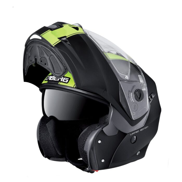 Cască Moto Tourmax Marathon Matt Black / White / Yellow Fluo Caberg - imagine 4